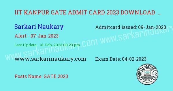  IIT Kanpur Gate Admit card 2023 download online 2023