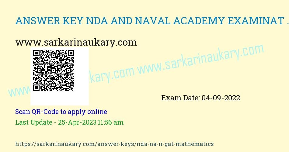  Answer Key for NDA and Naval Academy Examination-II 2022 